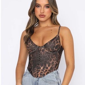 WHITE FOX Cheetah Print Corset Top